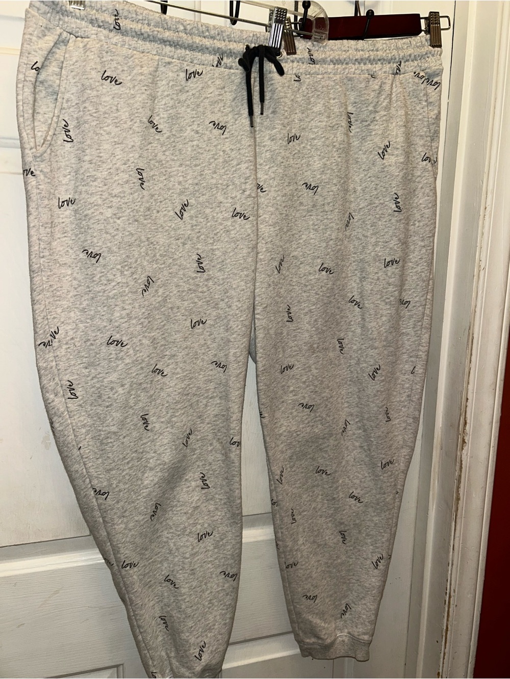 Old Navy Light Gray 'Love' Print Jogger Sweatpants